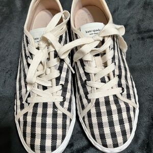kate spade Black & Cream Gingham Canvas Sneakers